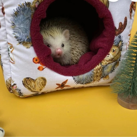 Hedgehog Small Animal Cube House Fleece Hidden Seam Lining 8x8 inches - Picture 4 of 4